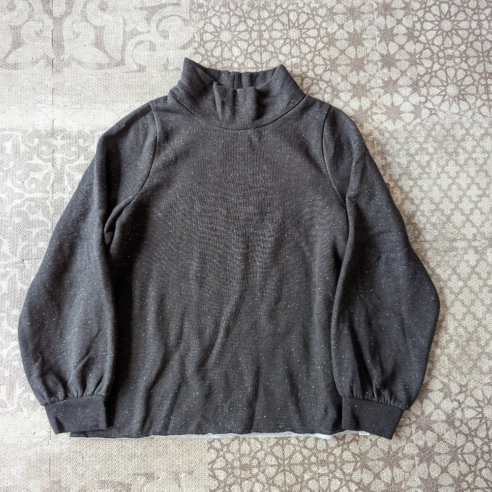New Madewell MWL Confetti Mockneck Sweatshirt Bubble Sleeve Grey Medium M